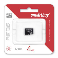 Карта памяти MicroSDHC  4GB Smartbuy class 4 без адаптера