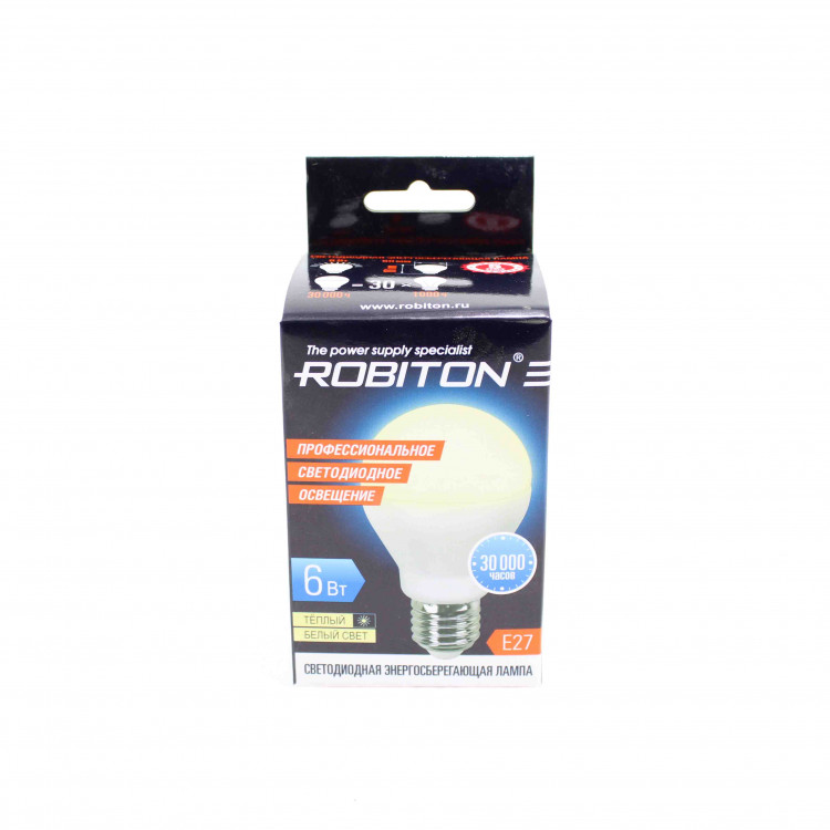 Лампа светодиодная ROBITON LED A60-6W-2700K-E27 BL1