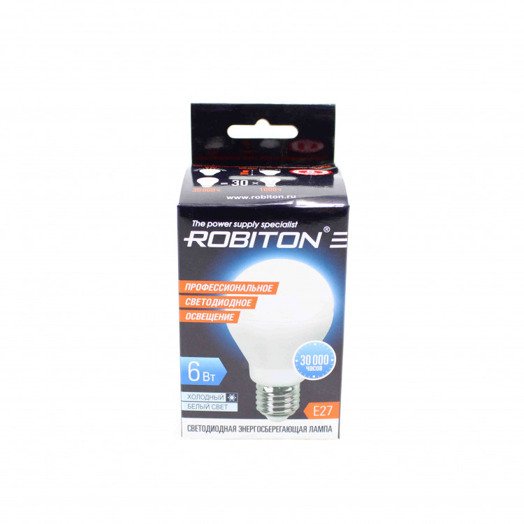 Лампа светодиодная ROBITON LED A60-6W-4200K-E27 BL1
