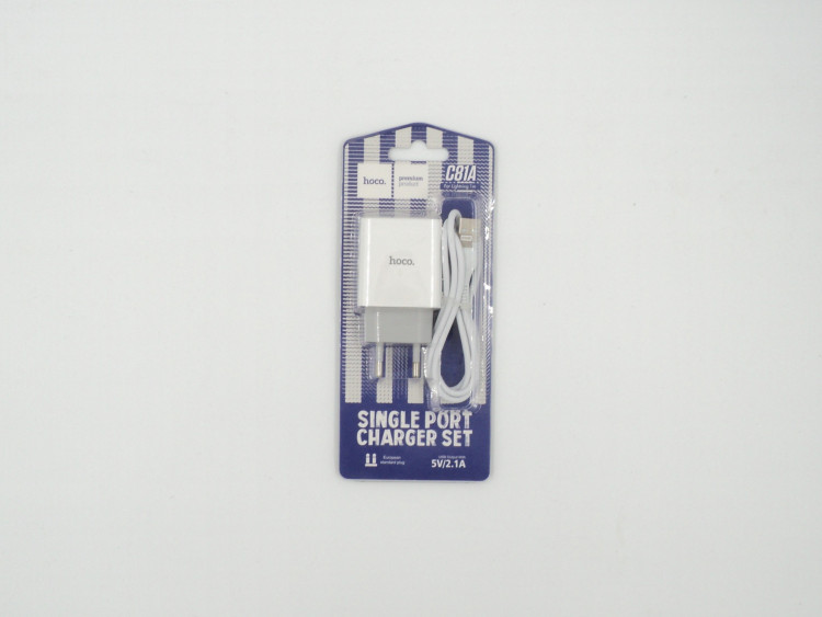 СЗУ с USB HOCO C81A (X37) (5V, 2100mAh, шнур Lightning) 1/23