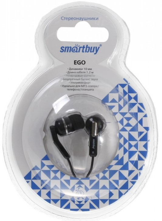 SmartBuy наушники вакуум  EGO черные (SBE-1000)