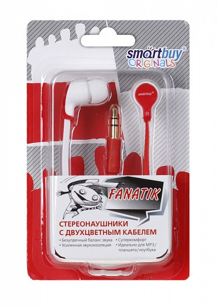 SmartTrack наушники вакуум  FANATIK  красный/белый (STE-4200)
