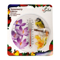Термометр INSALAT оконный Цветы d16,5х2см, для крепления на стекло, блистер
