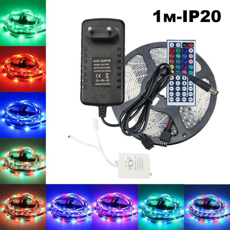 LED лента, IP20, SMD2835/120, Огонек OG-LDL12 RGB 2м. ( блок + пульт)