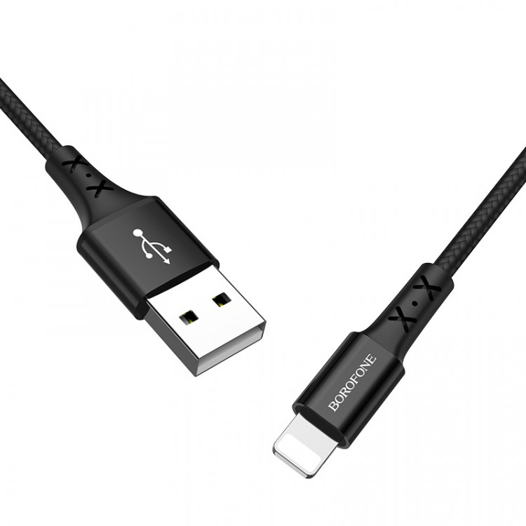 Шнур USB на Lighting  BOROFON BX-20   1м плетеный (2.1A)  (1/15)