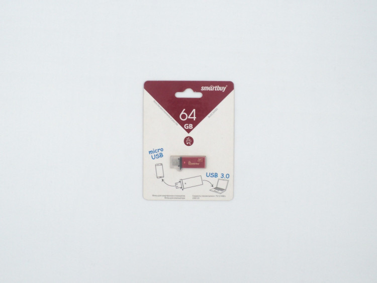 USB-Flash 64GB 3.0 Smartbuy Blaz OTG Red (SB64GBBlZ-R)