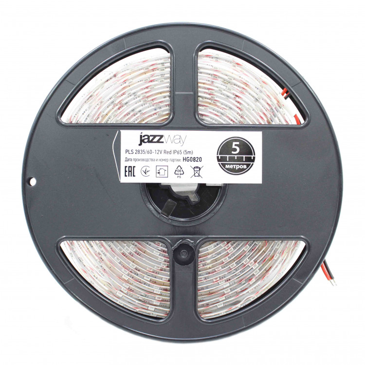 LED лента, IP65, SMD2835/60-12V, Jazzway  Red  (5м) красный