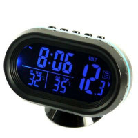 VST7009V-5 часы эл.авто син.цифры (температура,будильник, вольтметр)