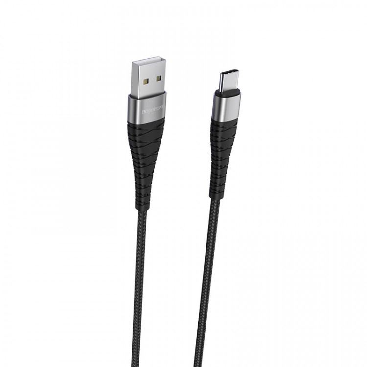 Шнур USB на TYPE-C  BOROFON BX-32  1м (3A) плетеный (1/10)