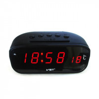 VST803C-1 часы эл.авто крас.цифры (температура) + шнур АЗУ
