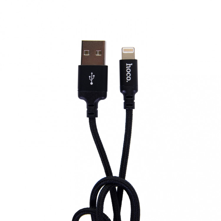 Шнур USB на Lighting  HOCO X14-iP   2м   (2,4A) плетеный (1/33)