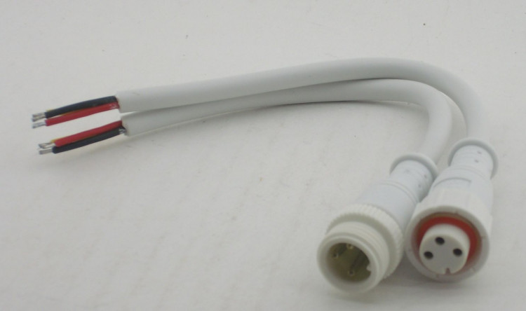 Кабель соединит. для LED лент (3 pin) IP67, 3х,0,5мм 300V белый R-9530