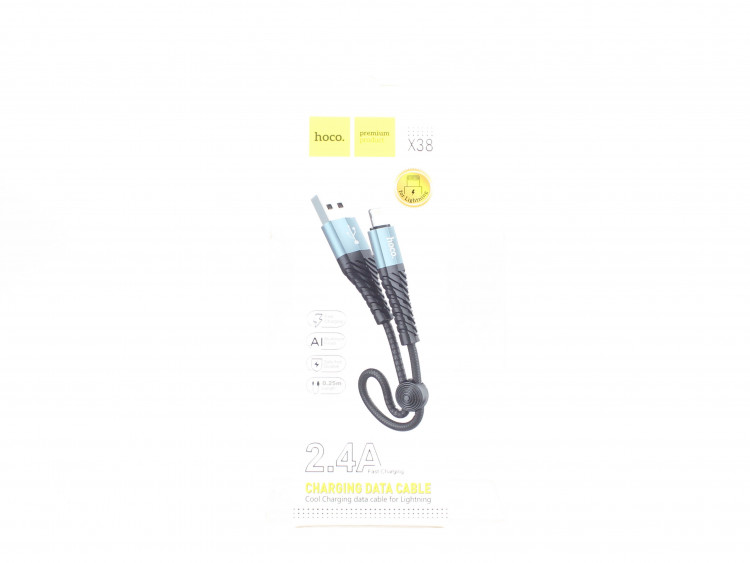 Шнур USB на Lighting  HOCO X38-iP   0,25м  (2A) плетеный (1/30)