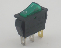 Переключатель KCD3-1-101N11СEB  (30,5X13,5) 3 конт. 6,3 мм, зеленый+неон