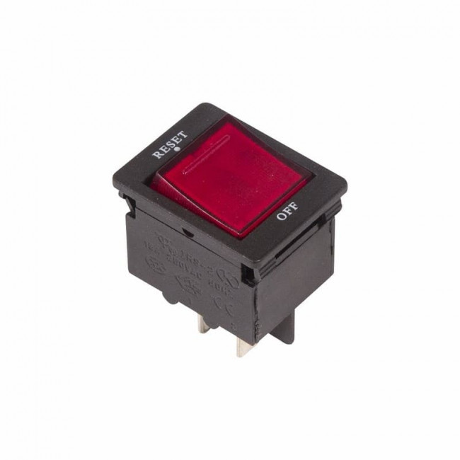 Выкл. автомат клав-ный 250V 15A (4с) RESET-OFF красный с подсветкой  R-2630
