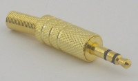 3.5мм Стерео штекер, на кабель (золото) (10/100)   P-007_З