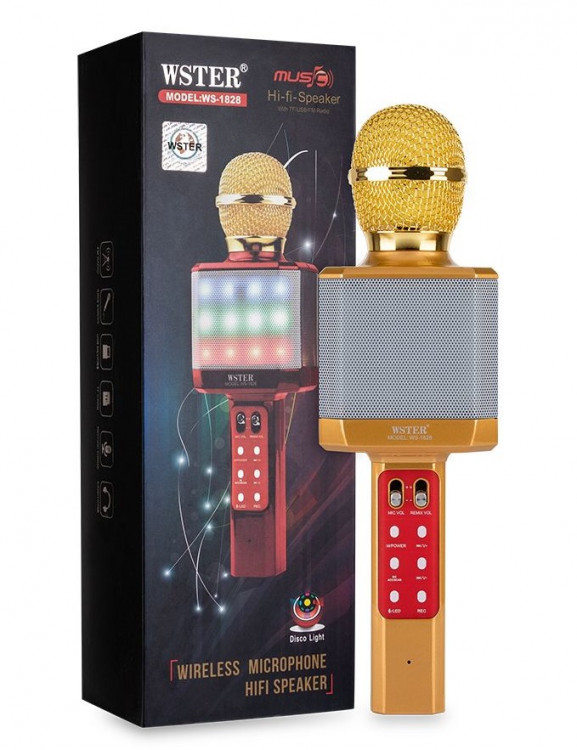 Микрофон беспроводной WSTER WS-1828 (Bluetooth, динамики, USB)