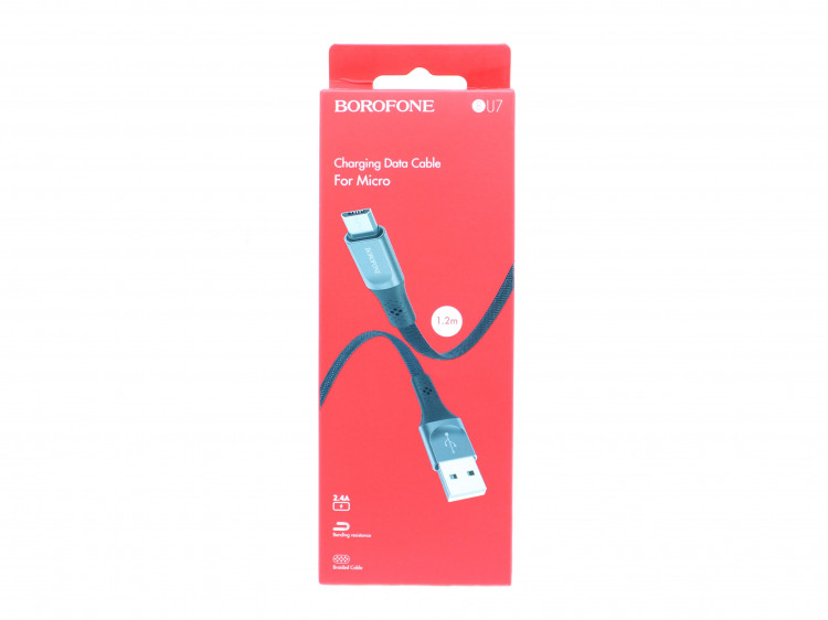 Шнур USB на micro USB штекер  BOROFON BU7    1.2м (1/50) плоский