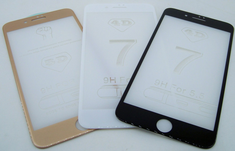 Стекло защитное на iPhon 7+  4D (белое)