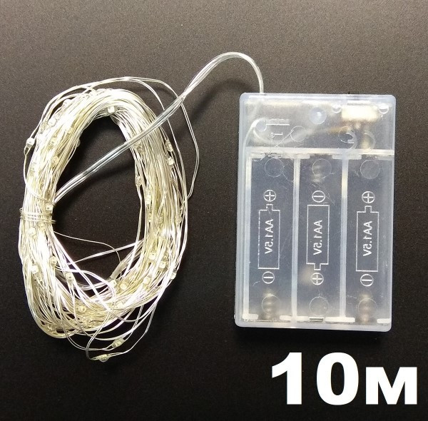 Гирлянда LED Огонек (10м, цветная. 3*AA, постоянного свечения) LD-157/OT-LDG15