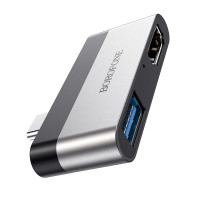 Переходник TYPE-C штекер - USB гнездо(3.0)+HDMI гнездо Borofone DH2