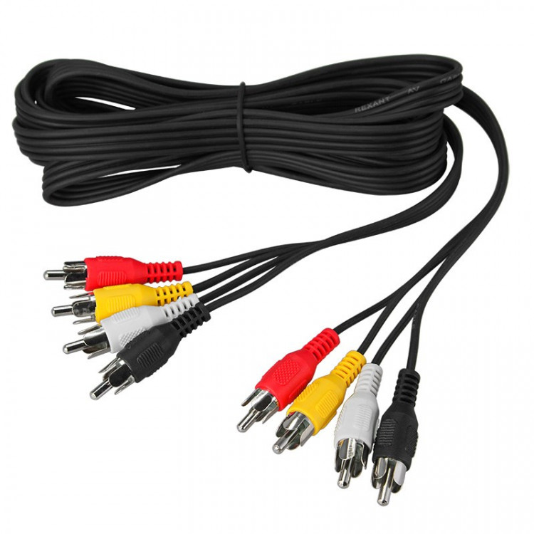 Шнур 4*RCA-4*RCA  5м  REXANT Р-0305