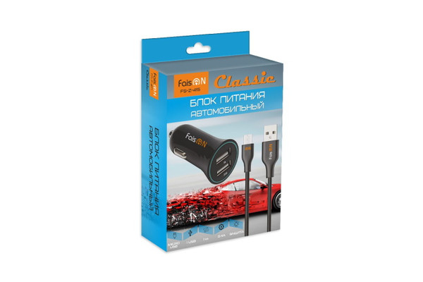 АЗУ с 2хUSB FAISON FS-Z-415 (5V, 3400mAh, шнур Micro)