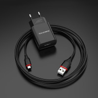 СЗУ с USB BOROFONE  BA20A SHARP (5V, 2100mAh, шнур Micro) 1/48