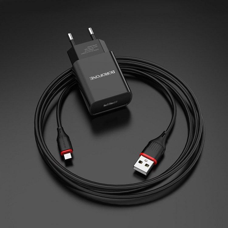 СЗУ с USB BOROFONE  BA20A SHARP (5V, 2100mAh, шнур Micro) 1/48