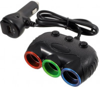 Разветвитель авто прикуривателя OLESSON 1633 (3 гнезда+USB)