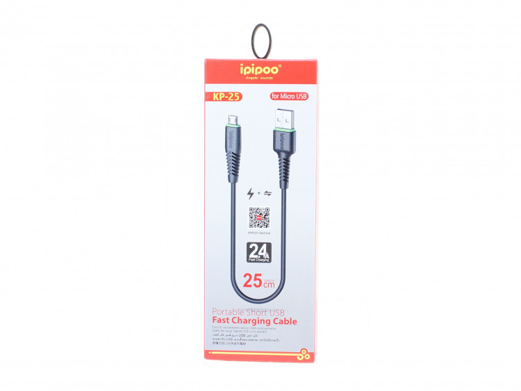 Переходник USB штекер - micro USB штекер  (25см)  Ipipoo KP-25