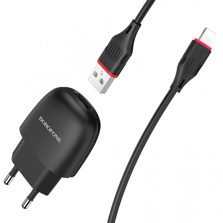 СЗУ с USB BOROFONE  BA49A (5V, 2100mAh, шнур Lightning) 1/44